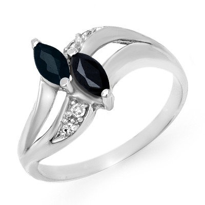 Genuine 0.74 ctw Sapphire & Diamond Ring 10K White Gold: Genuine 0.74 ctw Sapphire & Diamond Ring 10K White Gold * MSRP $630 ---- Diamond: 4 Round cut @ 0.05 ctw---- Clarity: SI-I---- Color: H-K----Gemstone: Natural Sapphire----Gemstone color: Blue----Gemst