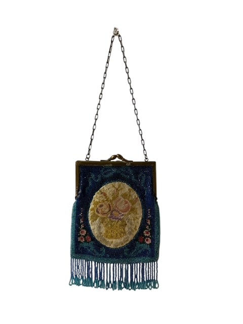 Glass Beaded and embroided Purse Late 1800's Early 1900's (1 of 6)