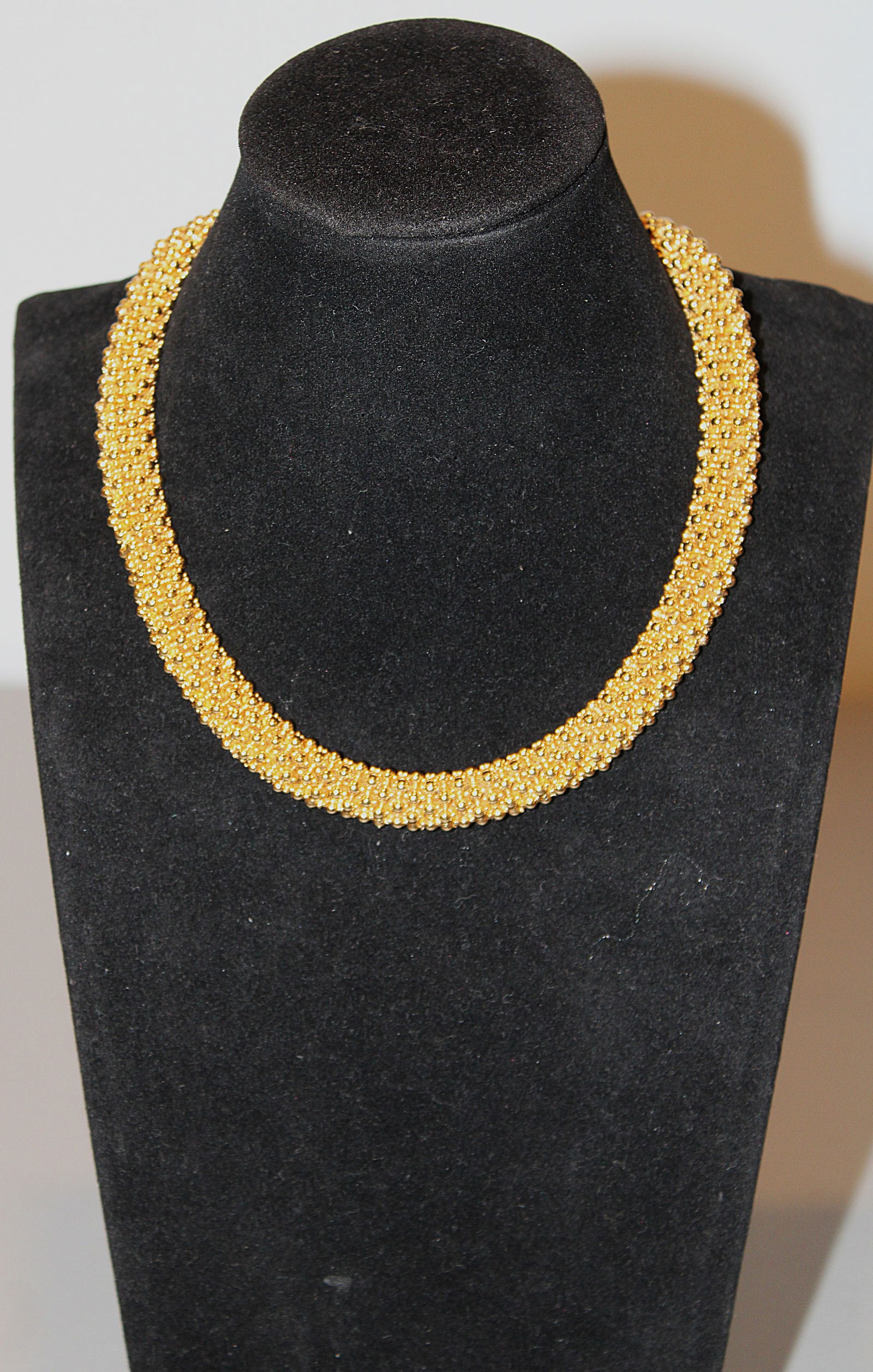 Gold Tone Signed Ciner Metal Dot Design Choker Necklace (1 of 4)