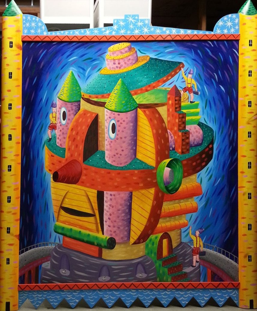 Rodney Alan Greenblat. 1980’s East Village Scene HUGE Painting. (1 of 3)