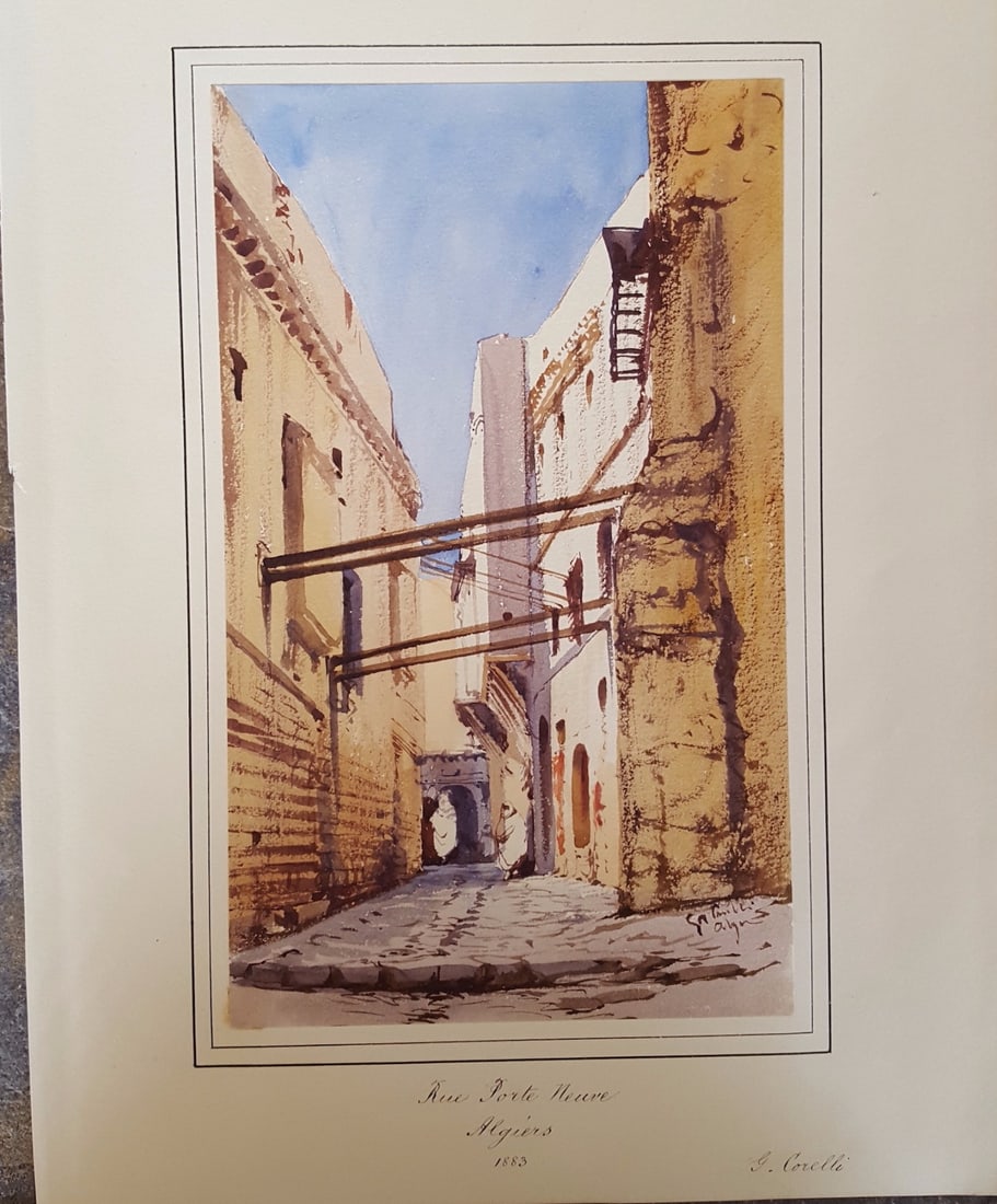 Gabriel Carelli British Italian Orientalist Algiers watercolor (1 of 2)