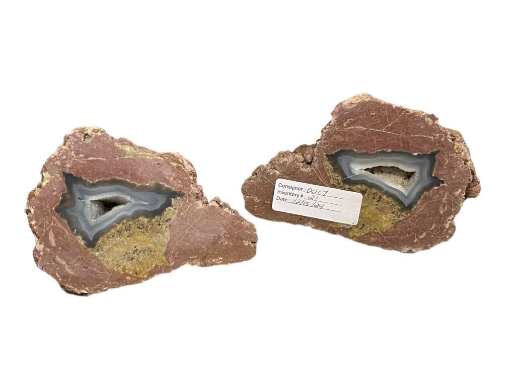 PAIR OF BLACK ROCK SLICED GEODES (1 of 5)