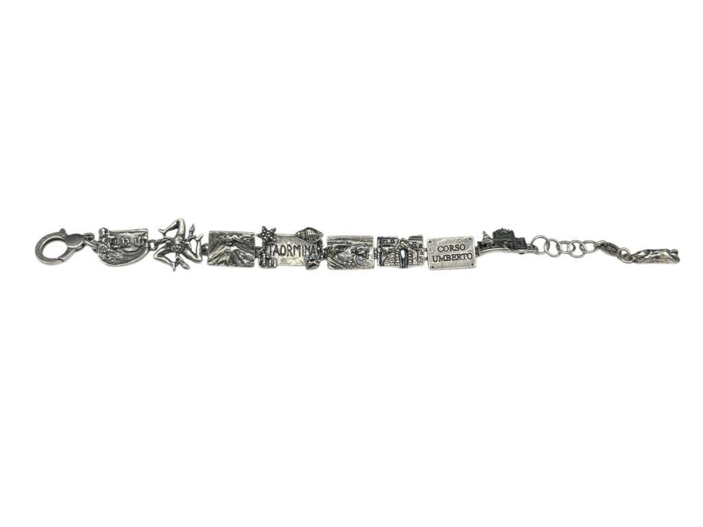 DESIGNER GIOVANINNI RASPINI SIGNED STERLING SILVER FASHION TAORMINA BRACELET (1 of 7)