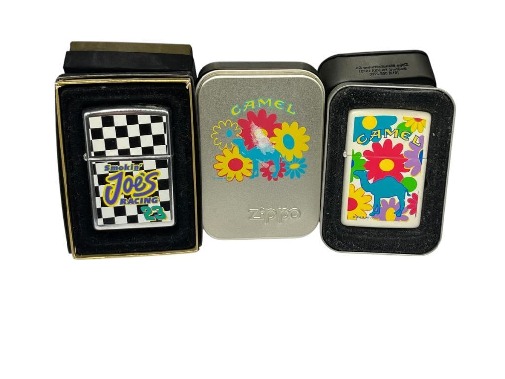 TWO VINTAGE JOE CAMEL ZIPPO LIGHTERS (1 of 6)