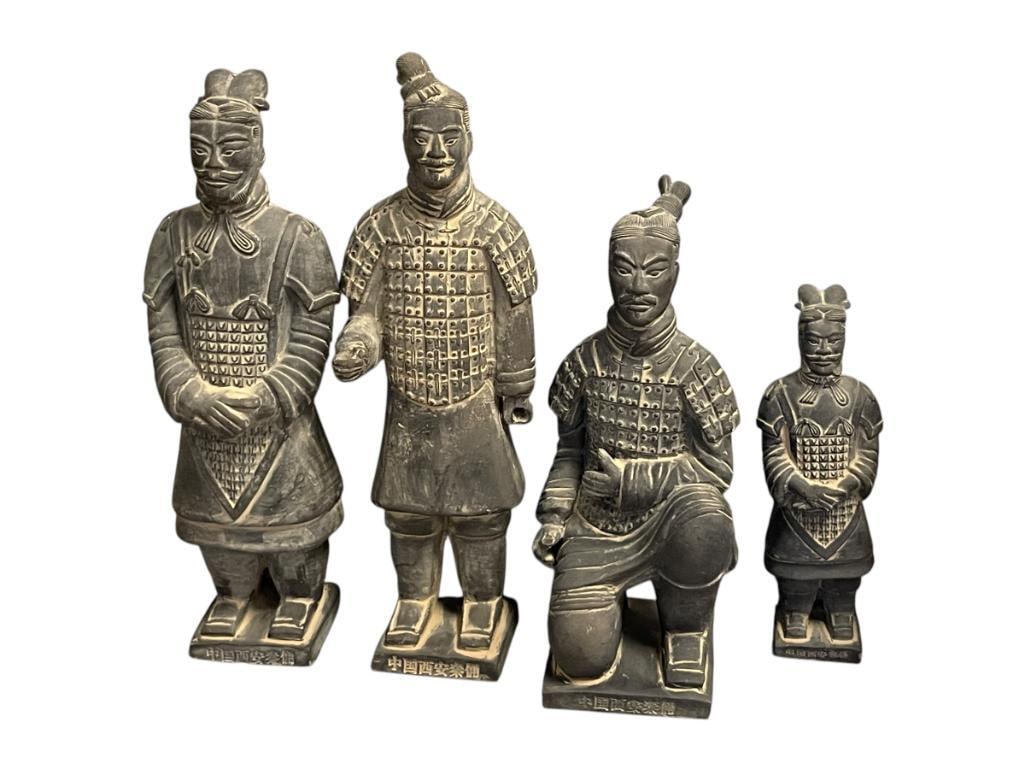 SET OF FOUR VINTAGE CHINESE REPRODUCTION TERRACOTTA WARRIOR SCULPTURES (1 of 8)