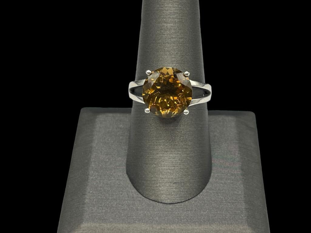 STERLING SILVER ROUND CUT CITRINE RING (1 of 5)