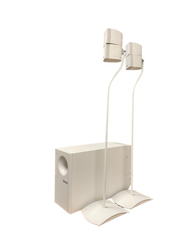 BOSE ACOUSTMASS 15 HOME THEATRE SPEAKER SYSTEM INCLUDING SUB AND TWO SPEAKERS ON STANDS (1 of 9)