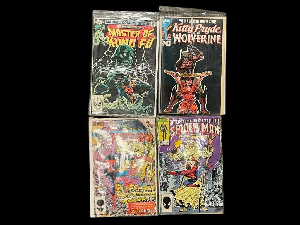 VINTAGE MARVEL SPIDERMAN, WOLVERINE, AND MASTER OF KUNG FU COMIC BOOKS (1 of 11)