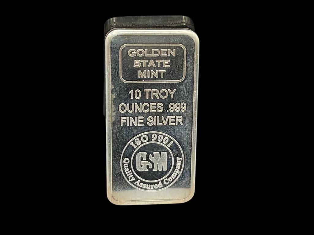 GOLDEN STATE MINT .999 FINE SILVER 10 TROY OUNCE BAR (1 of 6)