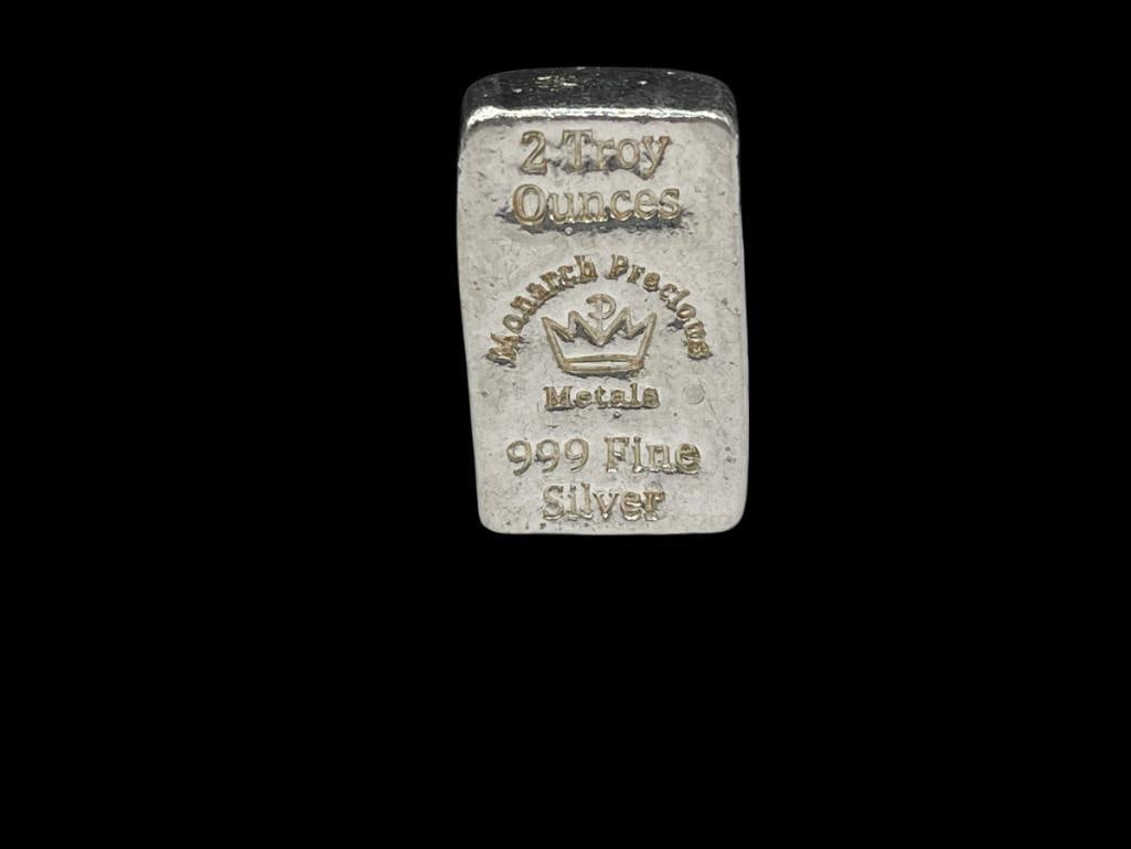 MONARCH PRECIOUS METALS .999 FINE SILVER TWO TROY OUNCE BAR (1 of 5)