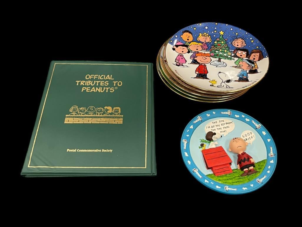 OFFICIAL TRIBUTE TO PEANUTS POSTAL COMMEMORATIVE SOCIETY STAMP SET WITH COIN AND COLLECTOR PLATES (1 of 12)