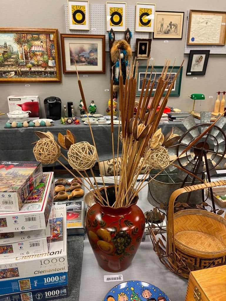 HOME DECOR CERAMIC VASE WITH ARTIFICIAL WOODEN PLANT DECOR (1 of 6)