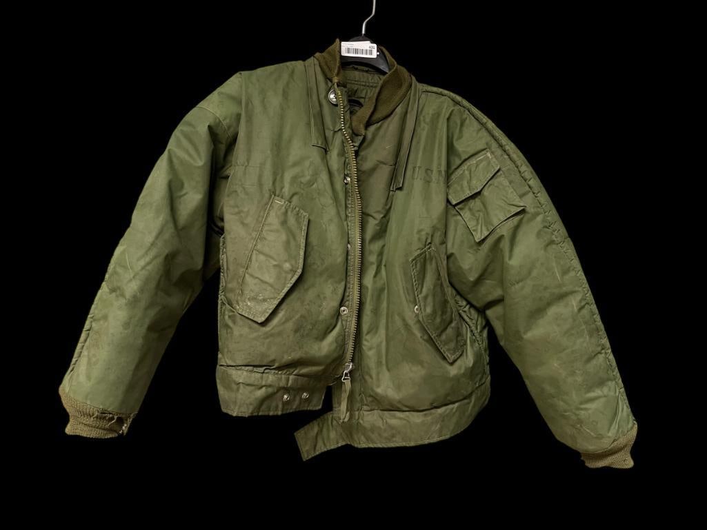 U.S. NAVY MARKED GREEN MILITARY JACKET (1 of 13)