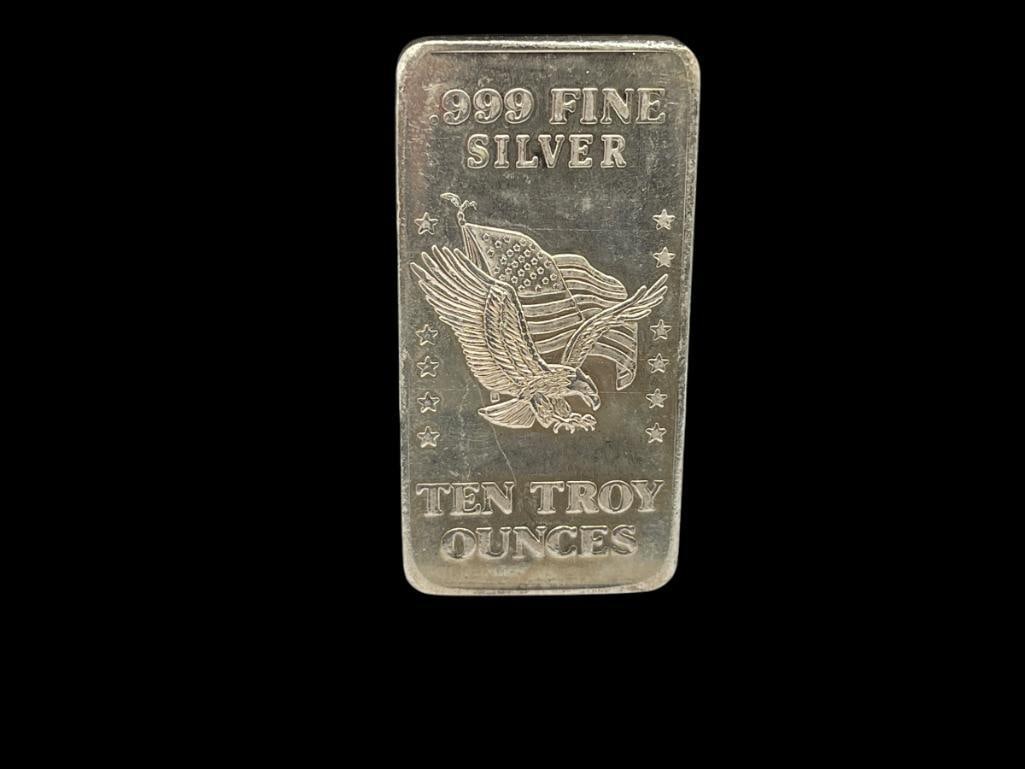 U.S. STRATEGIC STOCKPILE .999 FINE SILVER 10 TROY OUNCE BAR BY THE U.S. ASSAY OFFICE (1 of 6)