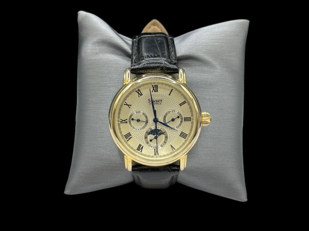 STAUER 27 JEWELS MAGNIFICAT II AUTOMATIC MENS WRISTWATCH WITH MOONPHASE (1 of 8)