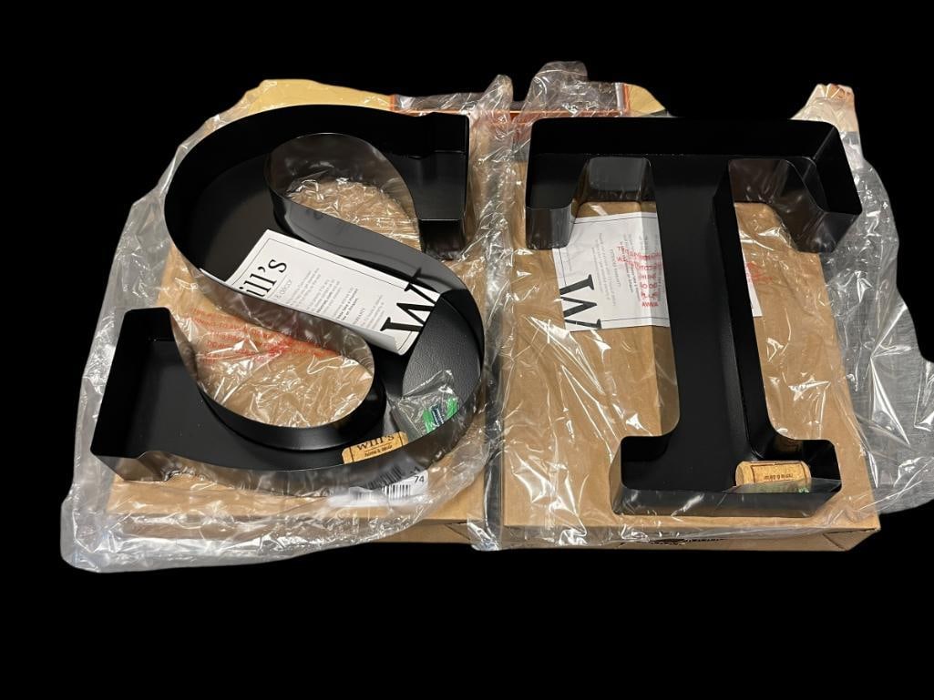 PAIR OF NEW IN BOX MODERN HOME DECOR WILL'S DESIGNER "S" AND "T" CORK HOLDERS: GREAT FOR THE AVID WINE CONNOISSEUR 10" X 12"