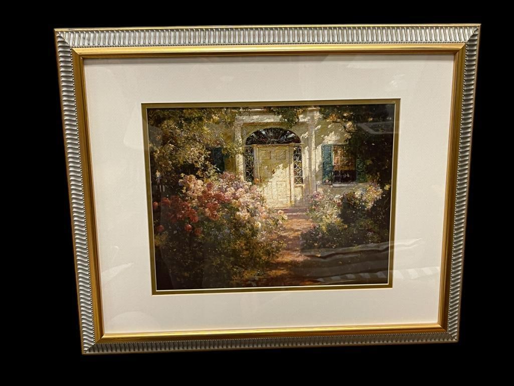 ABBOTT FULLER "GRAVES DOORWAT" FRAMED AND MATTED PRINTED: ELEGANT FRAME WITH DOUBLE MATTING 23" X 18"