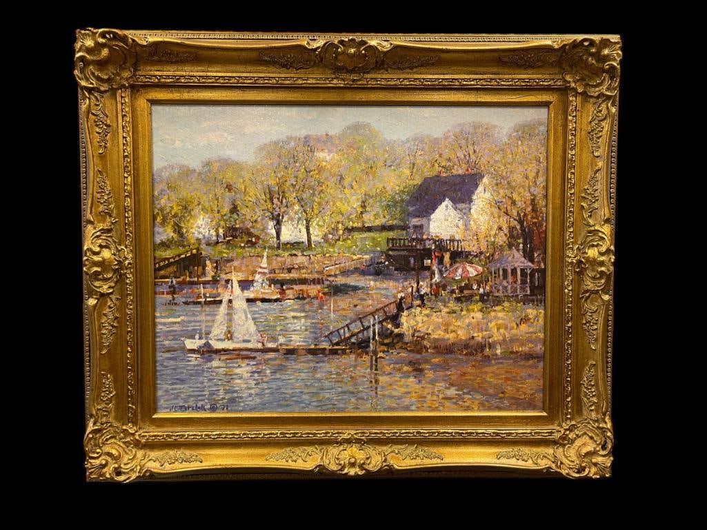 JOHN CHARLES TERELAK TEXTURED PRINT ON BOARD TITLED "GLOUCHESTER HARBOR" (1 of 8)