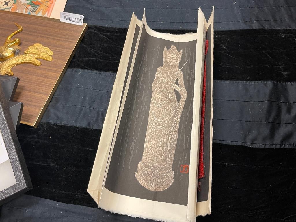 TWO PIECES OF VINTAGE MID-CENTURY KAORU KAWANO JAPANESE WOODBLOCK PRINT ART (1 of 8)