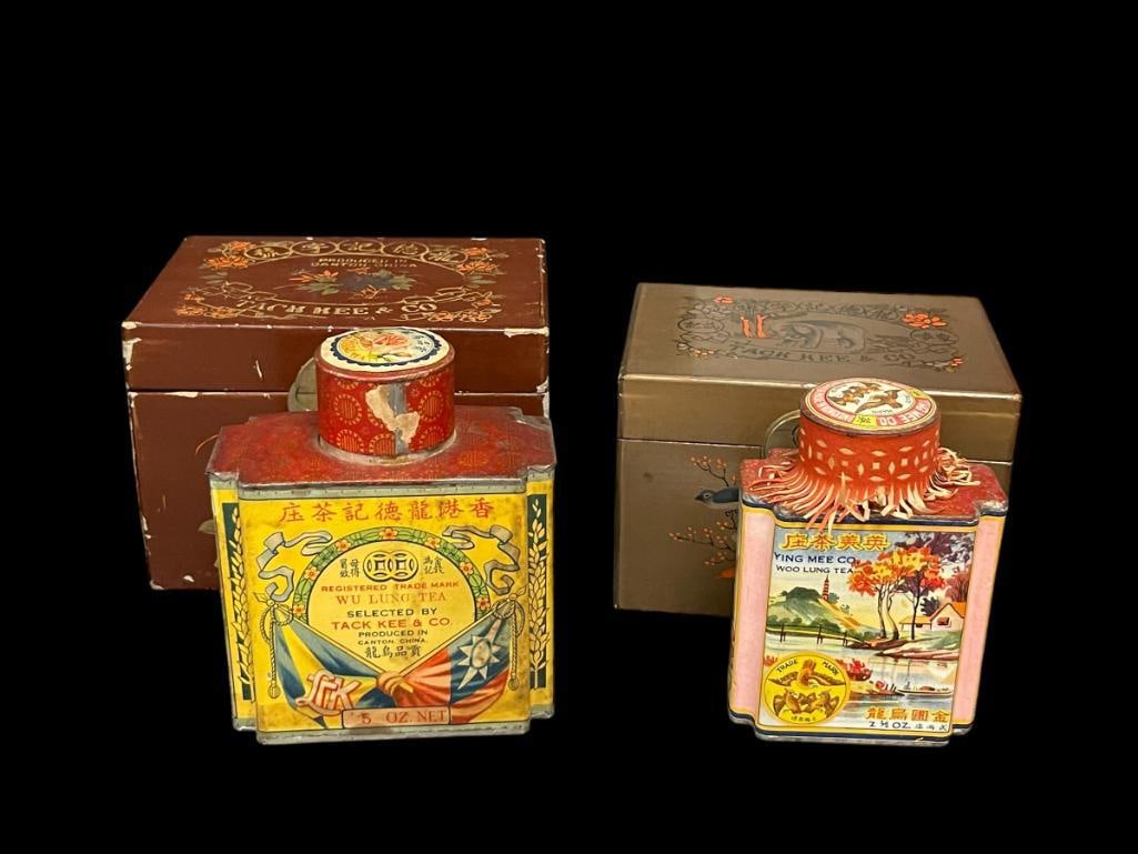 ANTIQUE AND VINTAGE JAPANESE TEA BOXES AND TIN CONTAINERS FROM YING MEE CO. AND TACK KEE CO. (1 of 15)