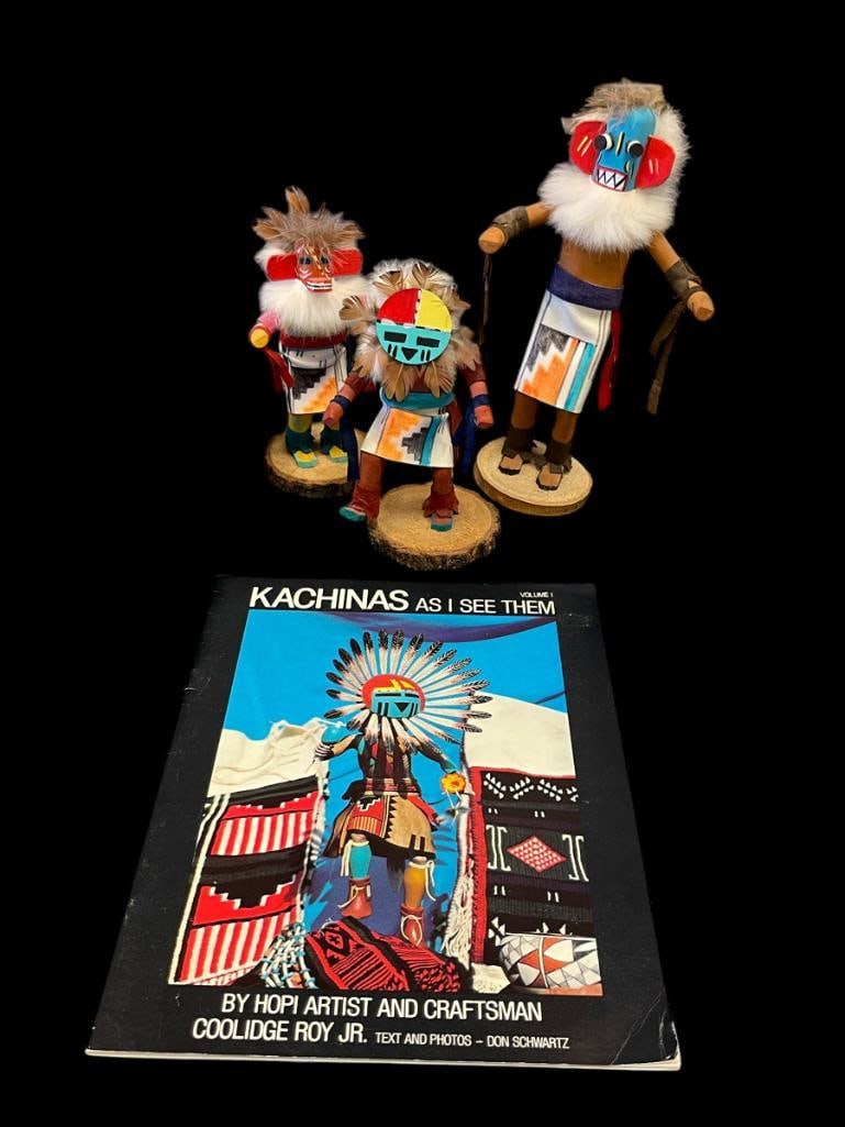 1980'S NEW MEXICO AND ARIZONA NATIVE AMERICAN KACHINA DOLLS AND SIGNED BOOK (1 of 13)