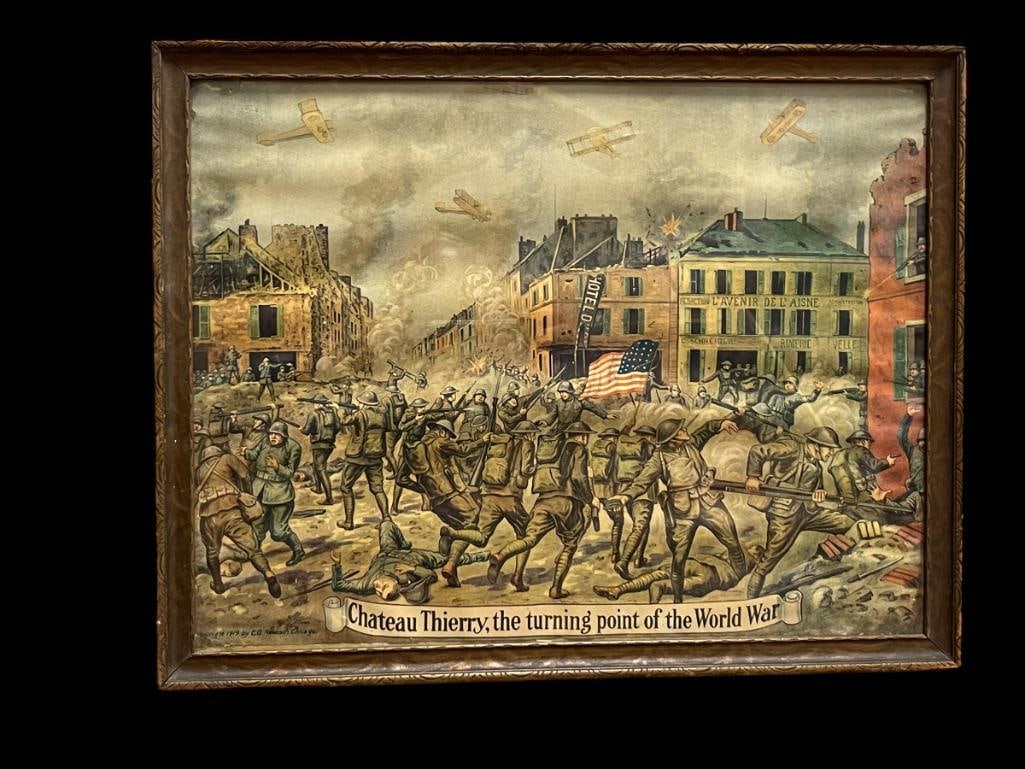 ORIGINAL 1919 E.G. RENESCH CHICAGO "CHATEAU THIERRY, THE TURNING POINT OF THE WORLD WAR" WWI POSTER (1 of 8)