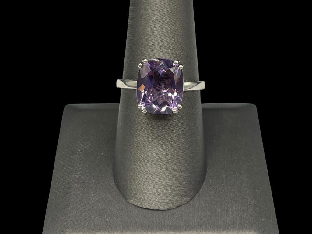 STERLING SILVER CUSHION CUT AMETHYST RING (1 of 7)