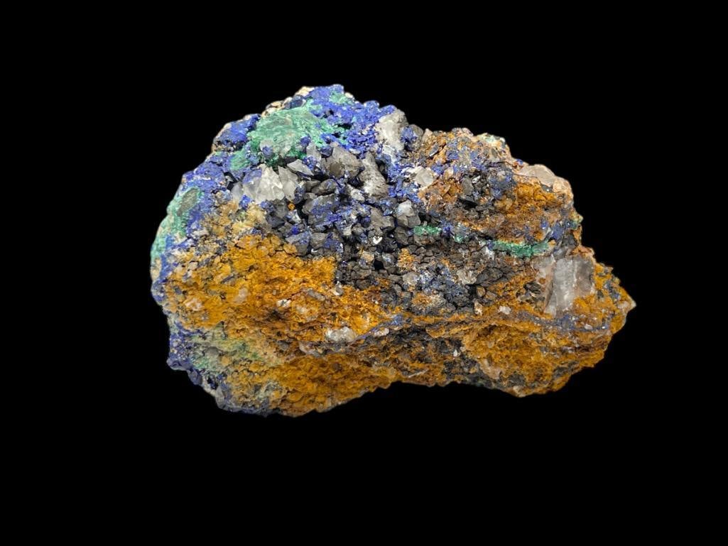 AZURITE, QUARTZ, AND MALACHITE GEOLOGICAL SPECIMEN FROM MOROCCO (1 of 9)