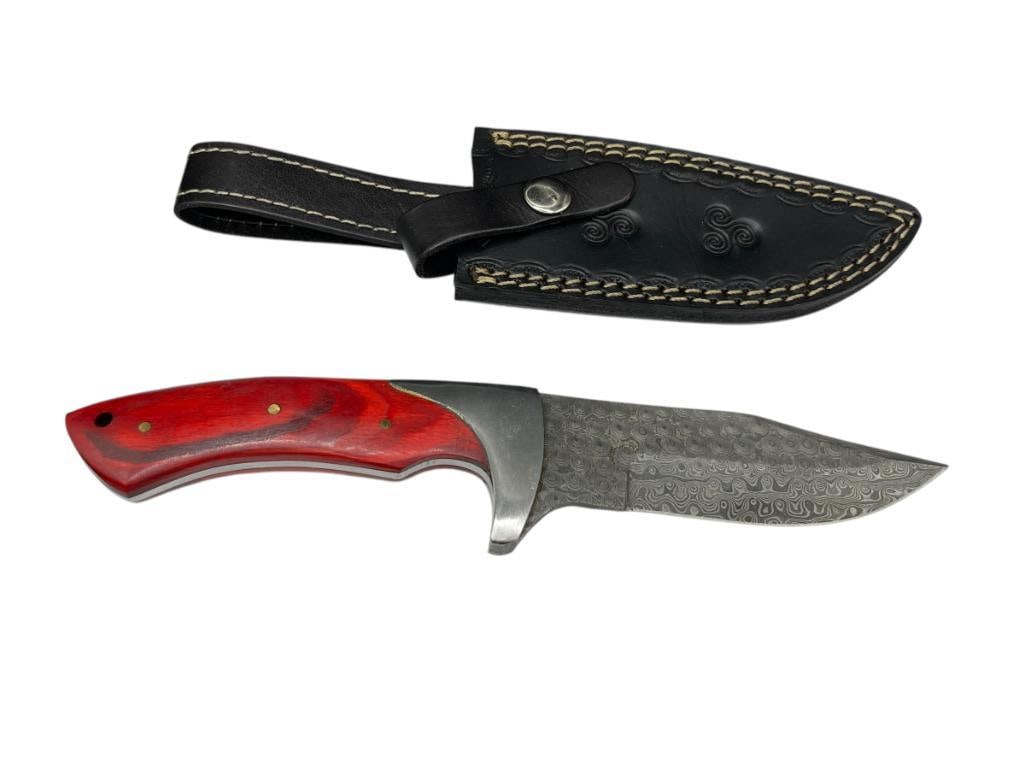 DAMASCUS STEEL FIXED BLADE KNIFE FEATURING FULL TANG BLADE (1 of 8)