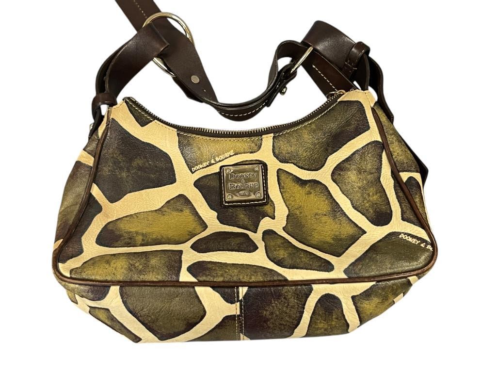 DOONEY AND BOURKE GIRAFFE PRINT BROWN LEATHER DESIGNER SATCHEL (1 of 8)