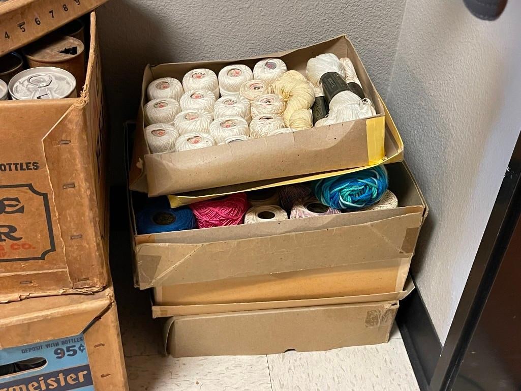 ASSORTED NEW CROCHET COTTON THREAD CONES BY LILY SKYTONE, COLOR LOT, AND MORE: ALSO INCLUDES J&P COATS COTTON THREADS, VARIOUS VIBRANT COLORS OF THREAD, MORE THAN 40 CONES OF THREAD