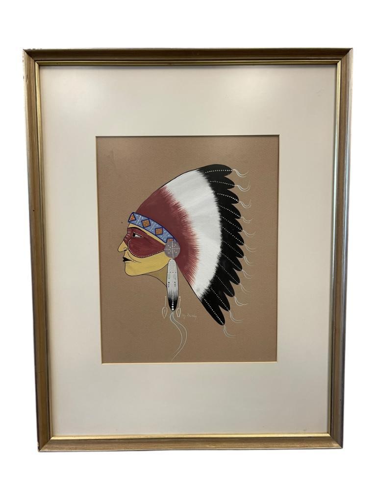 RAY LEE DARBY (1938-2016) KIOWA NATIVA AMERICAN ARTIST ORIGINAL GOUACHE PAINTING (1 of 9)