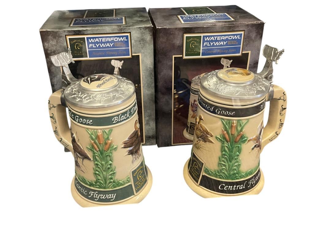 BUDWEISER DUCKS UNLIMITED LIMITED EDITION WATERFOWL FLYWAY SERIES BEER STEINS (1 of 11)