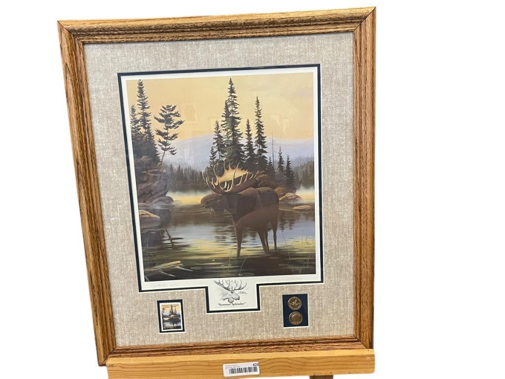 LEO STANS 1991 SIGNED LIMITED-EDI PRINT "SUMMER SPLENDOR" BULL ELK PRINT (1 of 8)