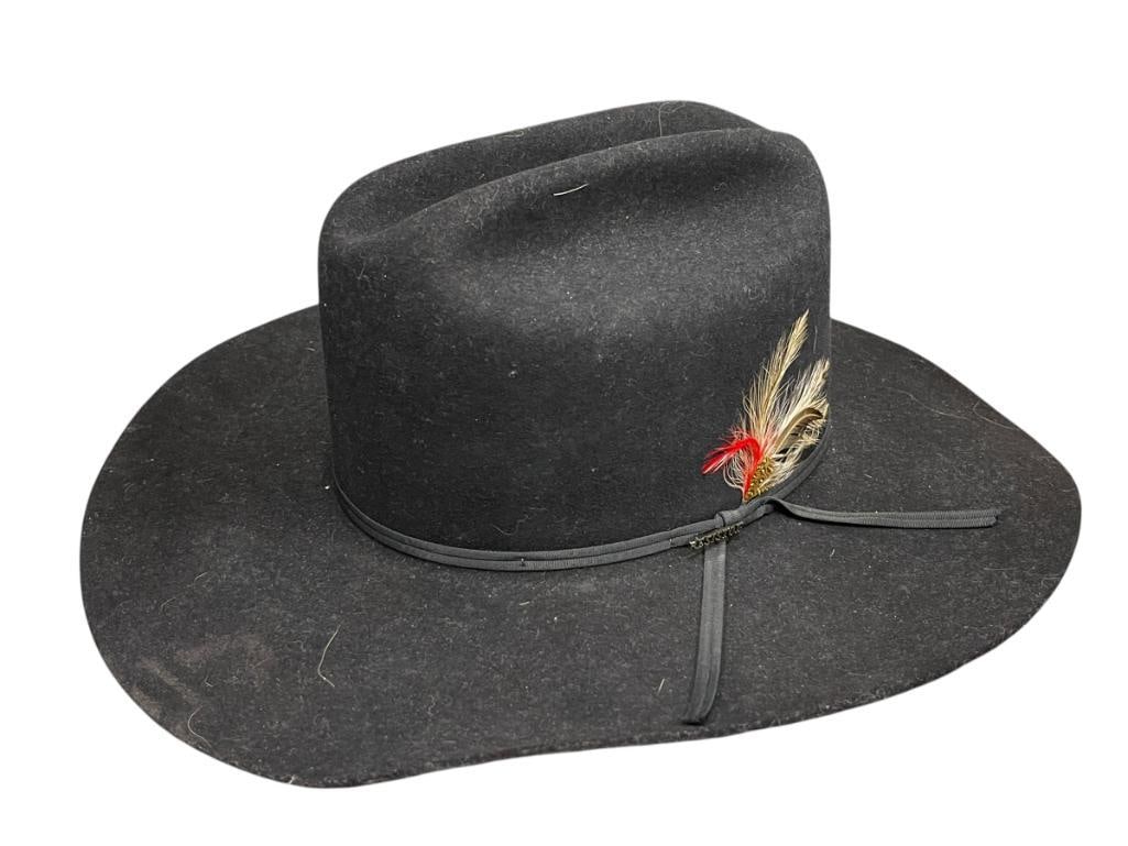 RESISTOL BLACK FELT WESTERN COWBOY HAT SIZE 7 1/4 (1 of 7)