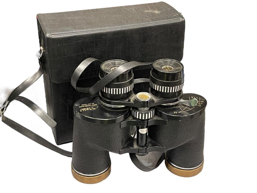 VINTAGE SELSI NO. 47-7025 7X40 SUPER POWER RANGE BINOCULARS DELUXE GOLDEN COATED (1 of 6)
