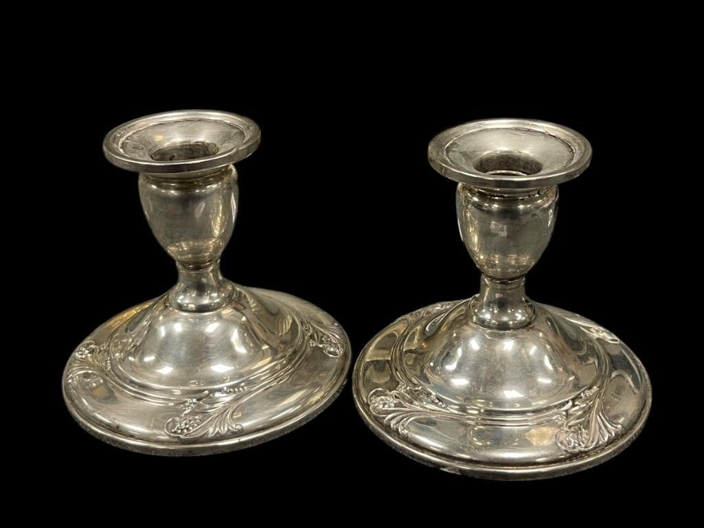 INTERNATIONAL SILVER CO. SPRING GLORY PAIR OF WEIGHTED STERLING SILVER CANDLESTICK HOLDERS (1 of 5)