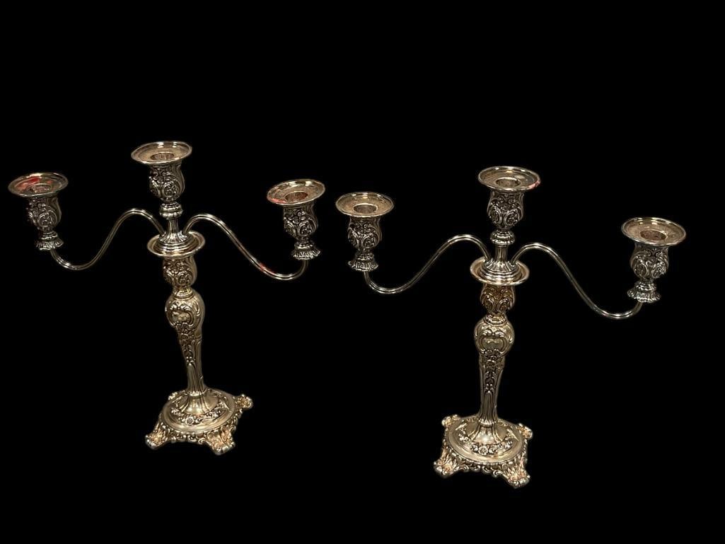 WM. ROGERS & SON VICTORIAN ROSE SILVER-PLATED CANDELABRAS (1 of 6)