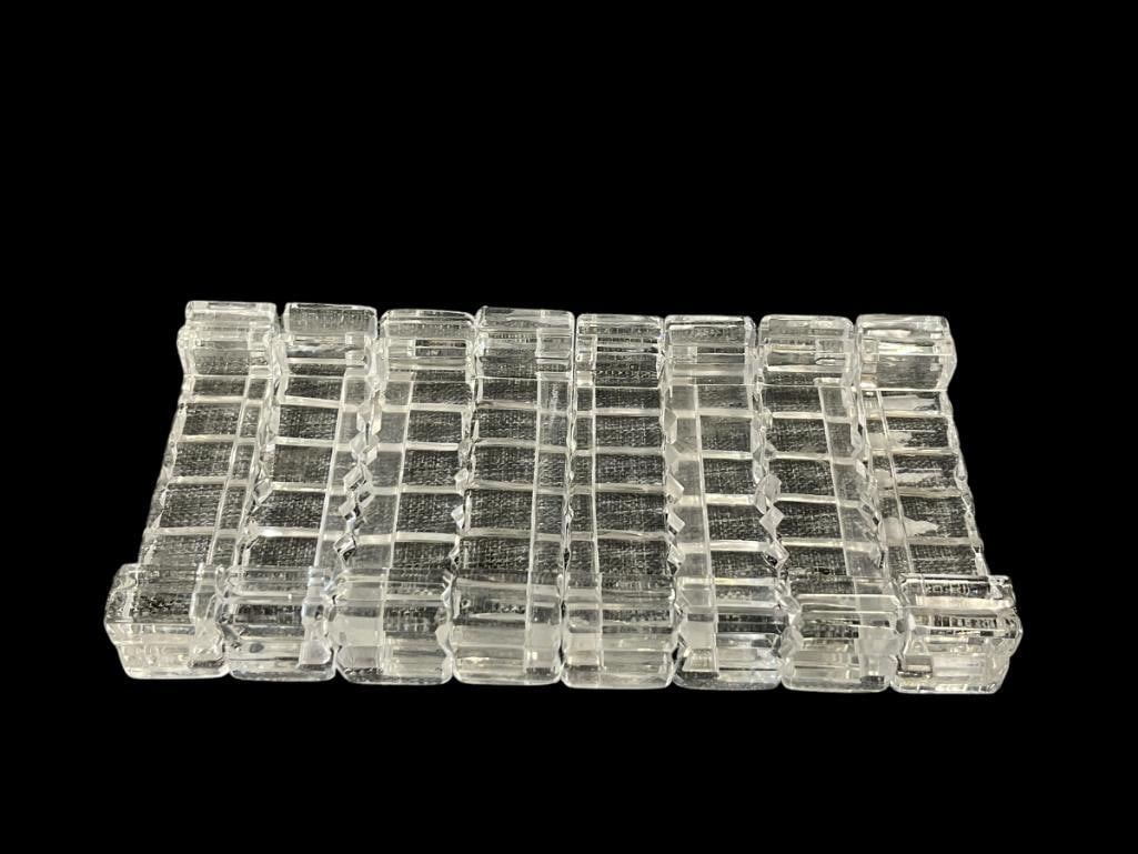 20TH CENTURY CRYSTAL BLOCK KNIFE RESTS, SET OF 8, EACH WITH SLOT (1 of 5)