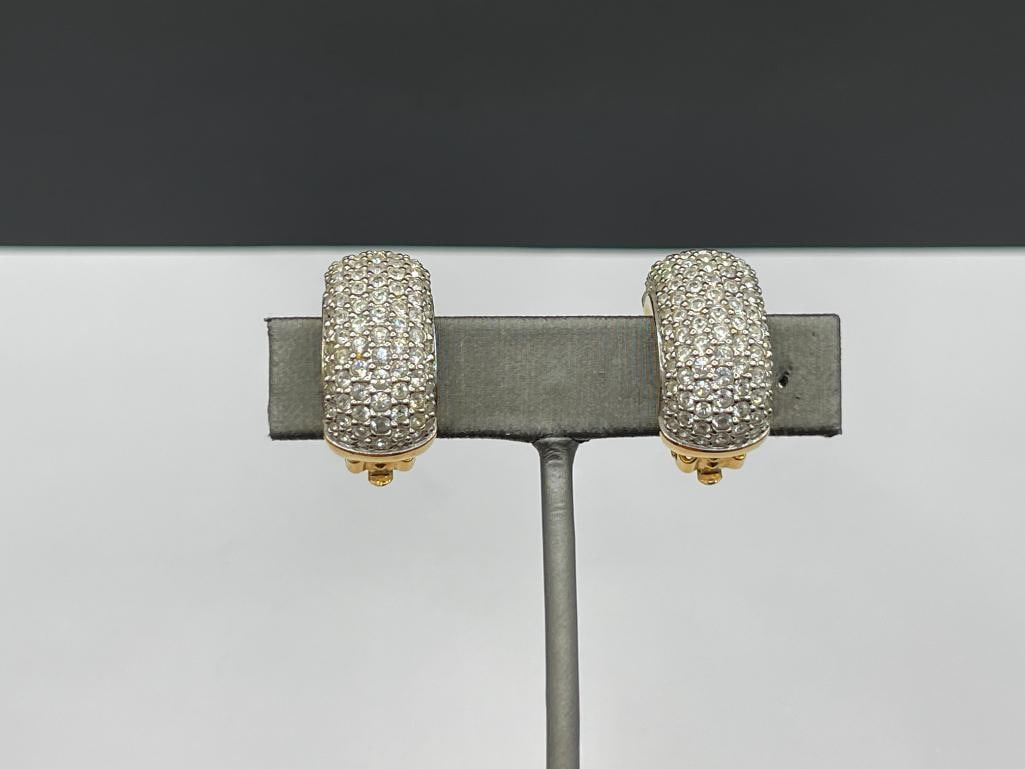 SWAROVSKI CRYSTAL GOLD PLATED CLIP-BACK EARRINGS: 1"
