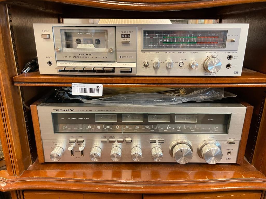 REALISTIC STA-2080 AM/FM STEREO RECEIVER AND REALISTIC SCT-31 STEREO CASSETTE TAPE DECK (1 of 19)