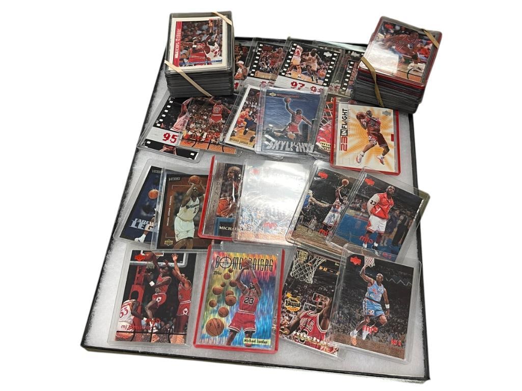 75 ASSORTED MICHAEL JORDAN BASKETBALL CARDS: ALL IN PROTECTIVE SLEEVES