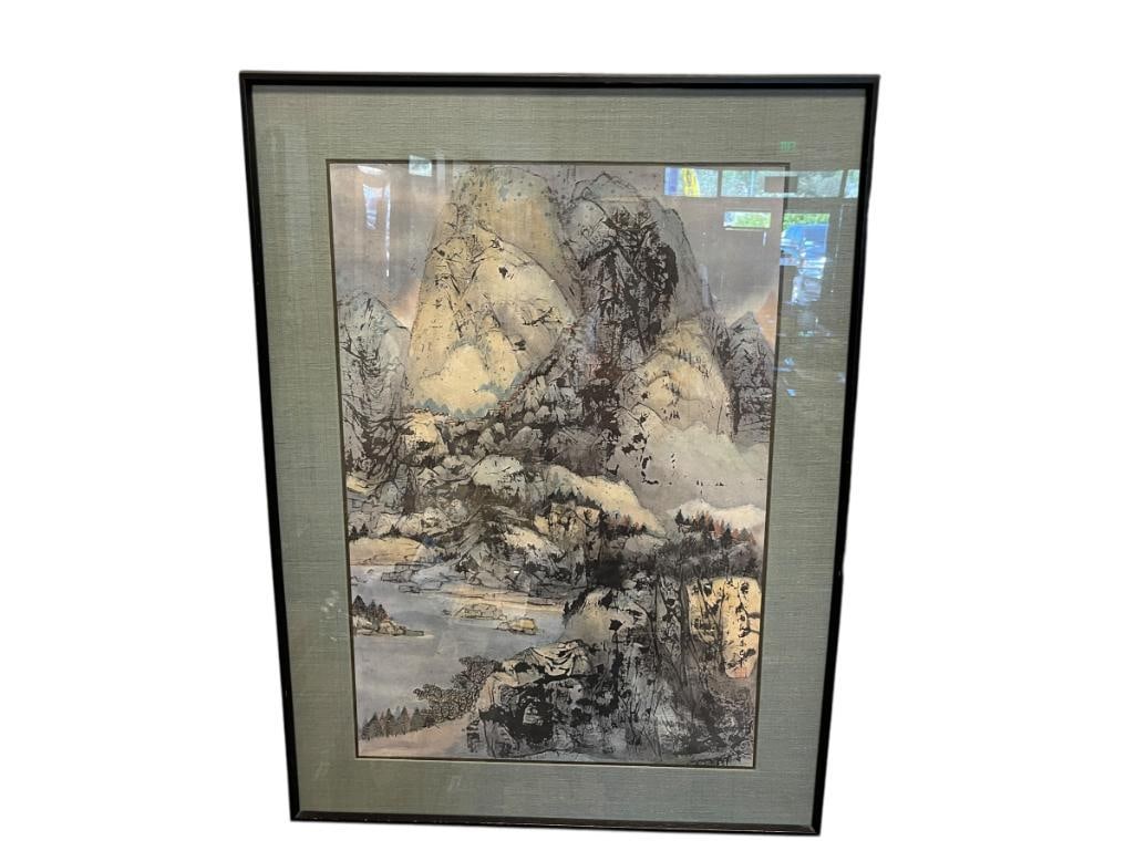 WANG CHI-CH'IEN OFFSET LITHOGRAPH BY RENOWN CHINESE-AMERICAN ARTIST TITLED "ABOVE THE LAKE" (1 of 8)