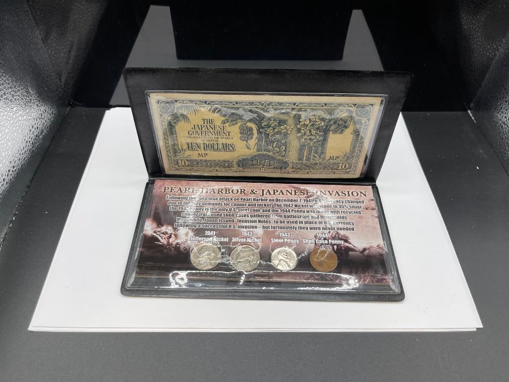 PEARL HARBOR AND JAPAN INVASION COMMEMORATIVE COIN AND CURRENCY SET (1 of 9)