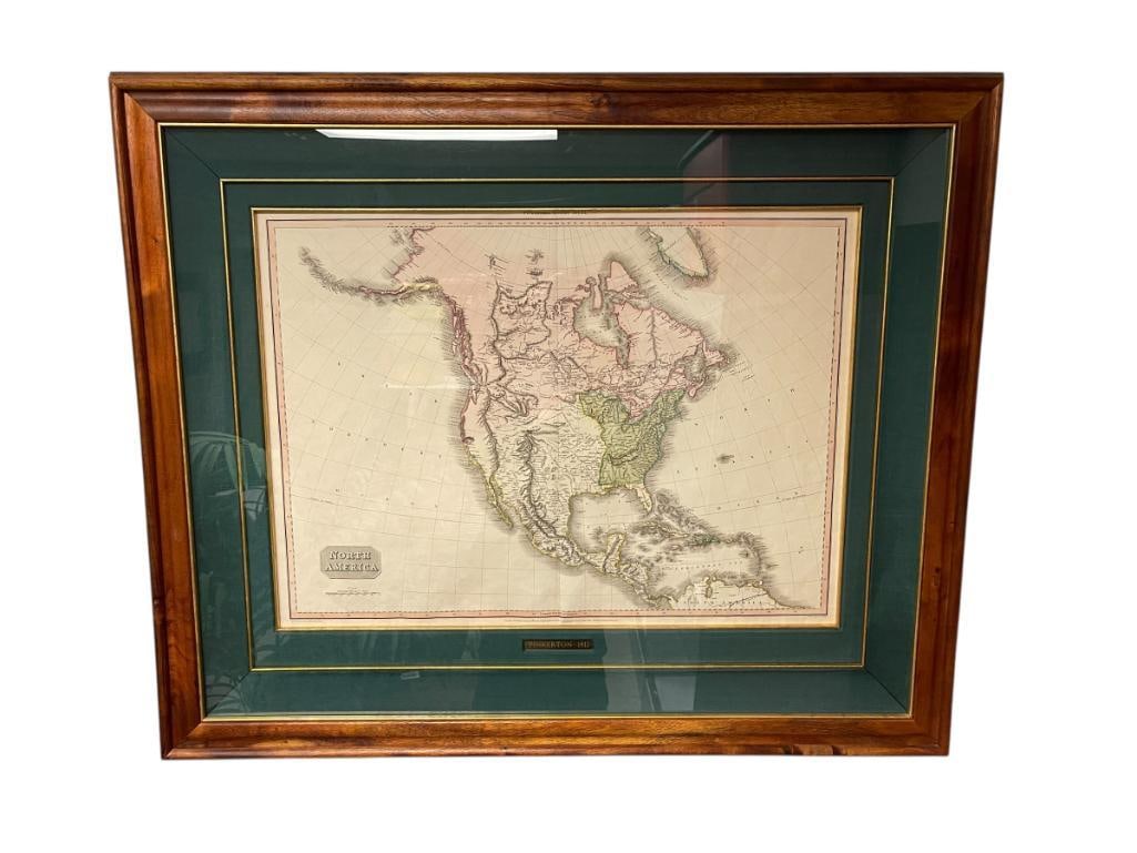 ANTIQUE 1815 CADEL & DAVIS "PINKERTON 1812" ATLAS MAP OF NORTH AMERICAN IN KOA WOOD FRAME (1 of 14)