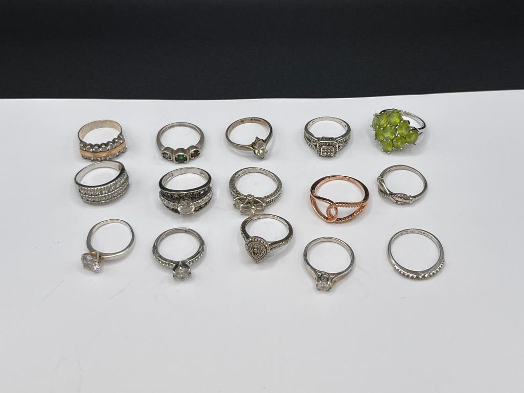 ASSORTED STERLING SILVER FASHION RINGS FEATURING VARIOUS DESIGNS (1 of 12)