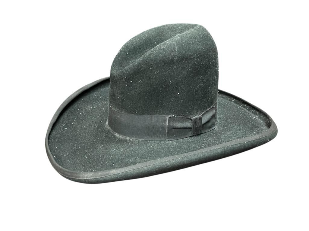 STETSON 5X BEAVER BORSALINO BLACK HAT: SIZE 7 1/8