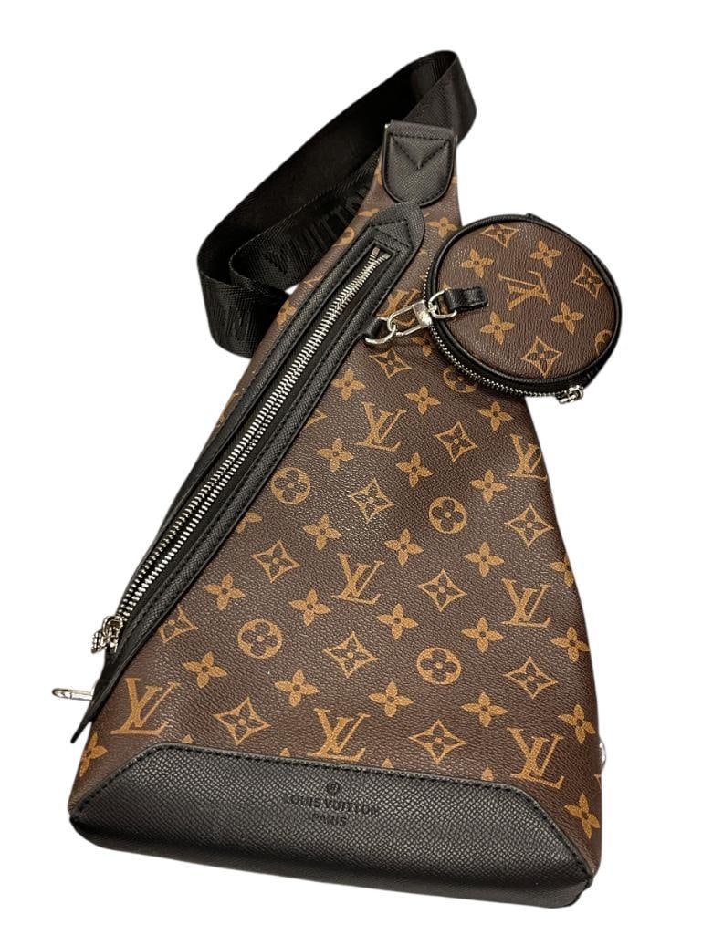 MARKED LOUIS VUITTON AVENUE DUO SLING BAG WITH BLACK AND BROWN MONOGRAM DESIGN (1 of 9)