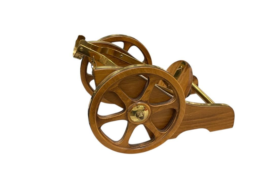 VINTAGE COUVOSIER COGNAC WOOD AND BRASS CANNON BOTTLE HOLDER (1 of 6)