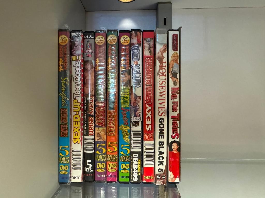 10 PORNOGRAPHIC MOVIES OF VARIOUS GENRES: ADULTS ONLY, MUST BE 18 YEARS OR OLDER TO PURCHASE